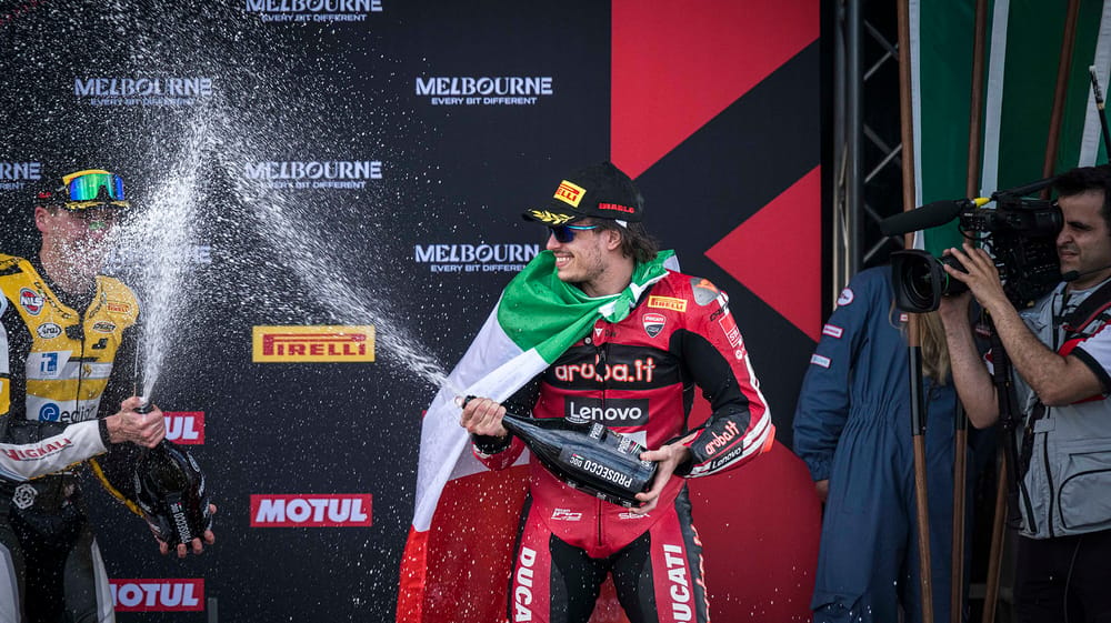 Nicolo Bulega celebrating